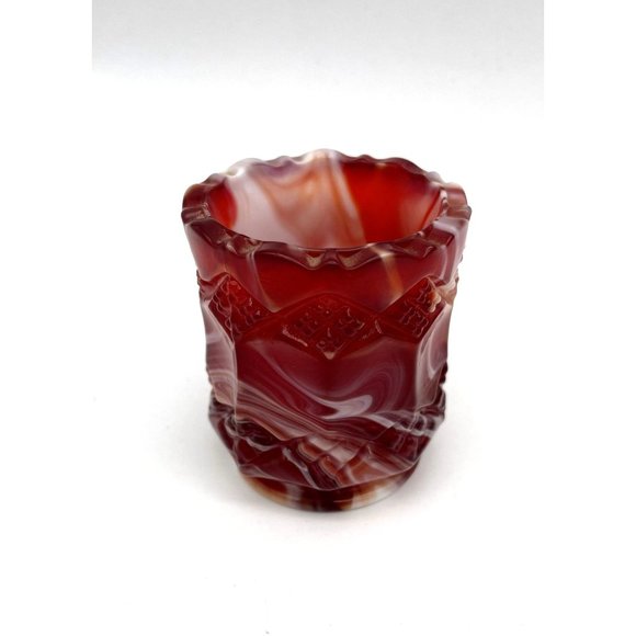 imperial Accents Vtg Imperial Red Slag Glass Toothpick Holder